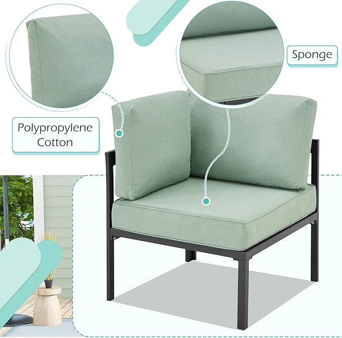All Weather Aluminum Frame Patio Conversation Set, 7 Pieces Outdoor Patio Furniture, Patio Furniture Set, Outdoor Patio Set for Lawn, Garden, Balcony, Poolside, Conversation Set(Green)