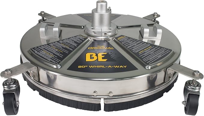 BE Power Equipment 20" Whirl-A-Way Stainless Steel Commercial Pressure Washer Surface Cleaner for Hot/Cold Water