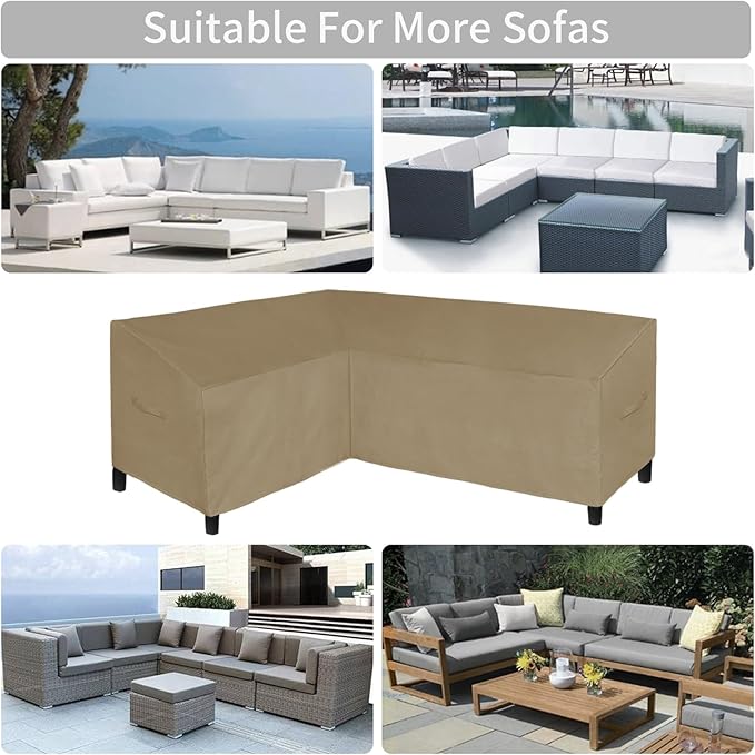 Easy-Going Patio L-Shaped Sectional Sofa Cover, 58"X85" Waterproof Heavy Duty Outdoor Garden Furniture Cover with Air Vent (Left Facing, Camel)