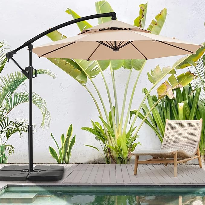 WUFF Bluu 10ft Patio Offset Umbrella Cantilever Umbrella Hanging Market Umbrella