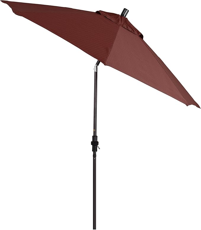 California Umbrella 9' Round Aluminum Patio Umbrella, Crank Lift, Collar Tilt, Bronze Pole, Terrace Adobe Olefin