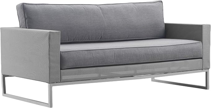 Elle Decor Tropez Mesh Outdoor Patio Furniture Collection with Metal Frame Love Seat, Gray