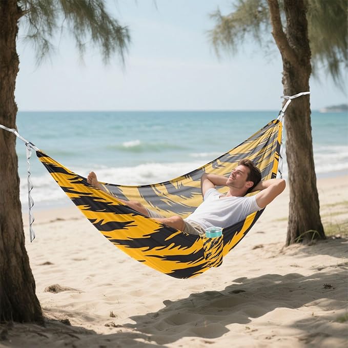 Animal Skin Leopard Yellow Black 330lb Capacity Hammocks with Portabl Carry Bag Swing Hammock for Outside Beach Patio Garden sillas para acampar