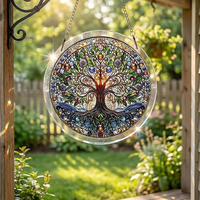 Acrylic Puzzle Suncatcher, Jigsaw Puzzle Sun Catcher, 7.87 in | Tree of Life Acrylic Jigsaw Puzzle, Suncatcher Puzzles Kit Home Garden Decor, Mothers Day Birthday Gifts for Mom, Adults