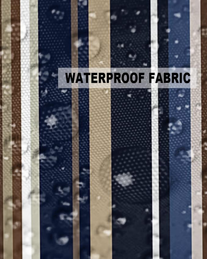 Outdoor Waterproof Pillow Covers for Patio Simple Stripe Decorative Throw Pillow Cover Blue And Brown Geometric Pattern Pillowcases Set of 2 Cushion Case for Sofa Couch Chair Home Decor 20x20 inch