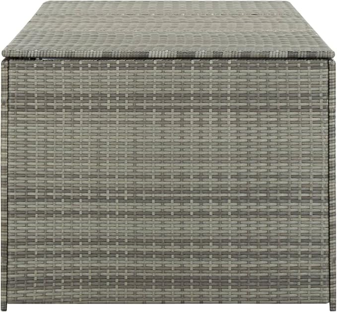 Festnight Patio Storage Box Deck Box for Patio Furniture, Outdoor Cushions, Garden Tools and Pool Toys Poly Rattan 70.9"x35.4"x29.5" Gray