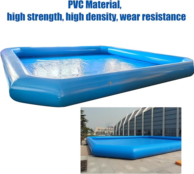 INTBUYING Inflatable Water Pool 23x23x1.8ft PVC Inflatable Swimming Pool for Play Water Walking Ball Wading Pool with 800W Blower for Family Summer Outdoor Garden Water Play