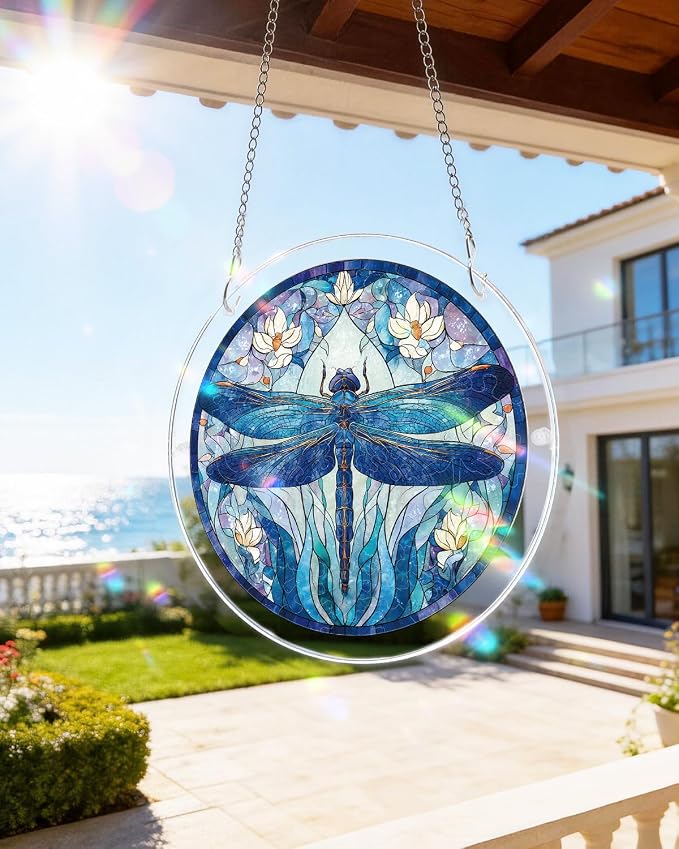 Acrylic Puzzle Suncatcher 83 Pieces, Moonlit Dragonfly Sun Catchers Puzzle, DIY SunCatchers Puzzles Window Hanging, Home & Garden Decor, Gifts for Family and Friends, 7.4 in