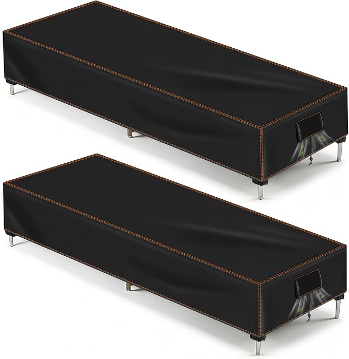 SUNICO Outdoor Lounge Chair Covers 2 Pack, 80" L x 28" W x 14" H Chaise Lounge Covers Outdoor Waterproof, Patio Lounge Chair Cover for Patio Furniture, UV Fade Protection, Tear-Resistant, Black