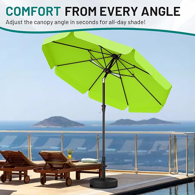 AreShark 9ft 2-Tier Patio Umbrella with Valance - Outdoor Umbrella Waterproof UV Protection, Market Table Umbrella w/Push Button Tilt&Crank for Pool, Porch, Garden(Apple Green)