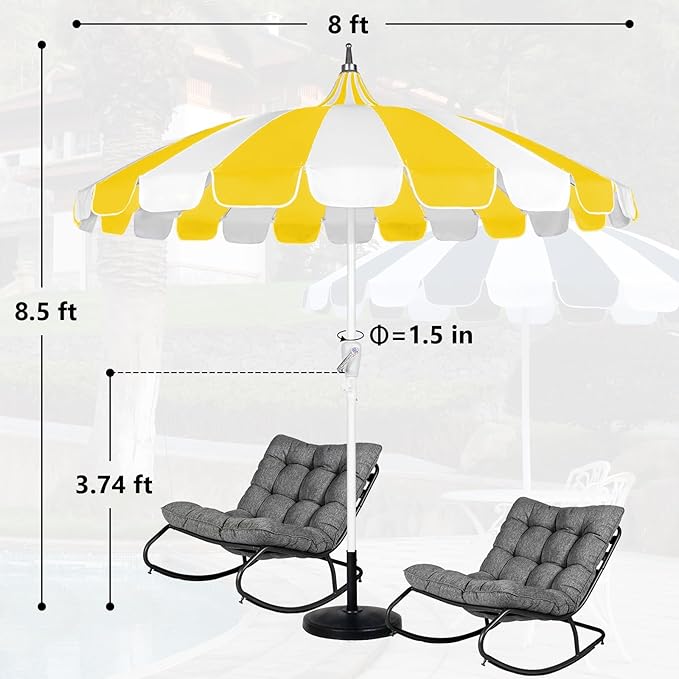 8Ft Patio Pagoda Umbrella, UV Protect Pool Umbrellas with Heavy Duty Pole, Outdoor Market Umbrella for Holiday Garden Backyard