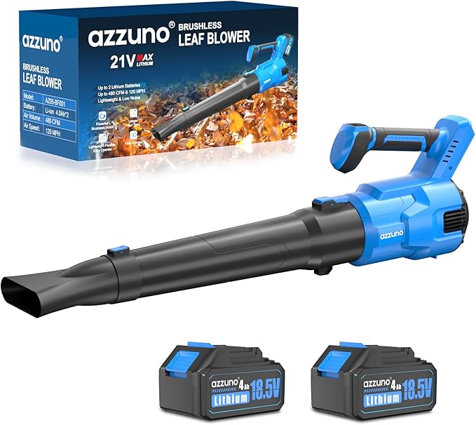 AZZUNO Electric Brush Cutter and Cordless Leaf Blower Combo Kit with 3 * 4Ah Battery & Charger for Garden Yard Patio