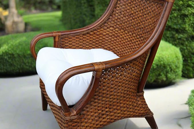 RSH DECOR: Sunbrella Tufted Wicker U-Shape Cushions Set of 2 | 22” x 22” | Outdoor Seat Cushions for Patio Furniture| Crafted with Sunbrella Performance Fabric | Canvas True Blue