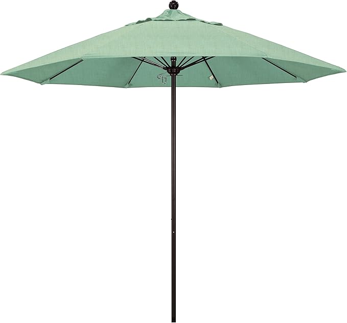 California Umbrella 9' Rd. Venture Series Contract Grade Patio Umbrella, Push Open Pin Stop, Bronze Finish, Sunbrella Spa