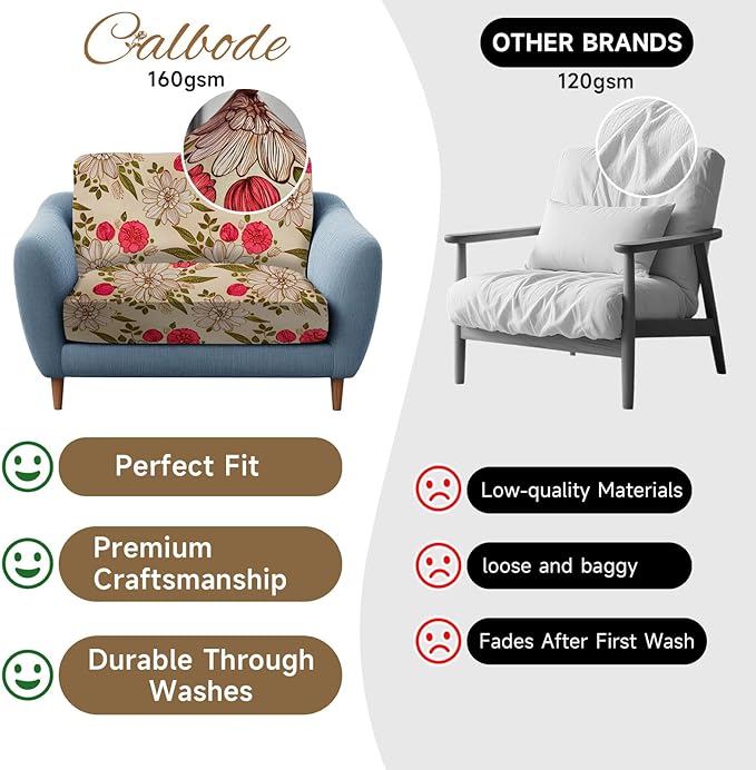 CALBODE 12Pcs Stretch Patio Cushion Cover, Floral Couch & Sofa Slipcovers for Patio Furniture Cushions Washable Reusable Couch Covers Replacement for All-Season (Rosy Pink Floral,Cover Only)