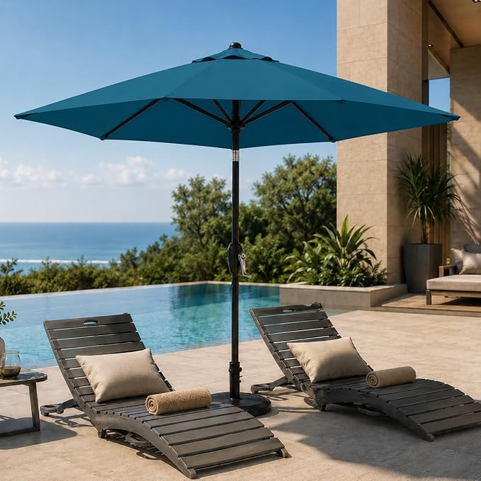 7.5ft Patio Umbrella, Outdoor Table Market Umbrella with Smooth Crank Lift, 6 Windproof Fiberglass Ribs, UPF50+ UV Protection for Deck, Pool, Garden and Backyard