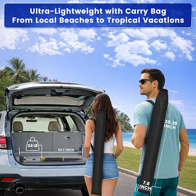 Chair Umbrella with Clamp,2PACK 53 inches Double Canopy Beach Chair Umbrella with Universal Clamp,50+ UV Protection,360° Swivel,Folding Clip on Sun Umbrellas for Table,Camping,Bench Chairs,Golf Cart