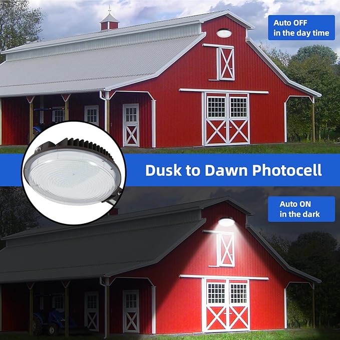 120W LED Barn Light,Dusk to Dawn Outdoor Lighting with Photocell and Mount arm, 5000K Daylight 15600LM,IP65 Waterproof Adjustable Angle Outdoor Flood Light for Yard Garage Securtity Area