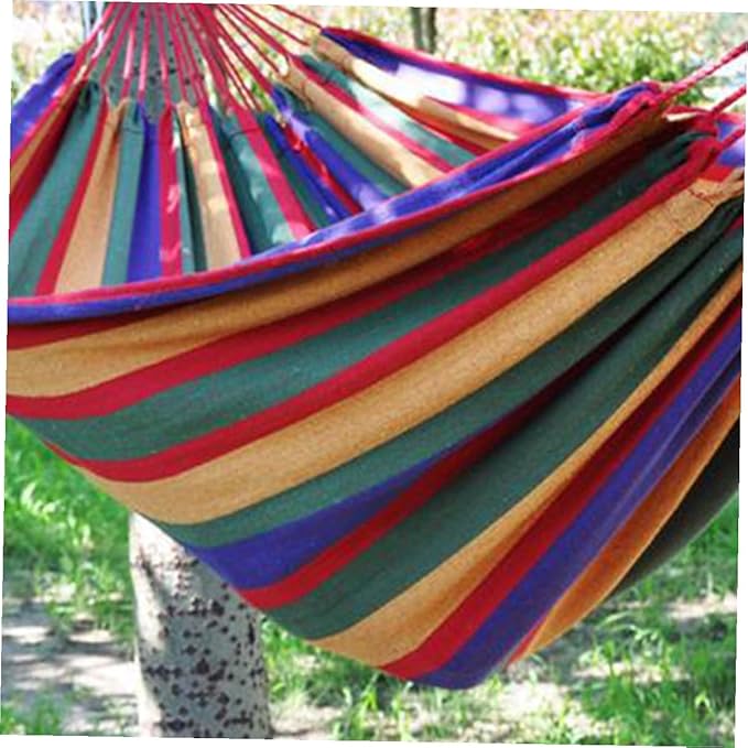 Abaodam Double Thickened Canvas Outdoor Hammock Swing Bed with Two Binding Ropes and Carry Bag Red Lightweight Camping Relaxation for Two Persons
