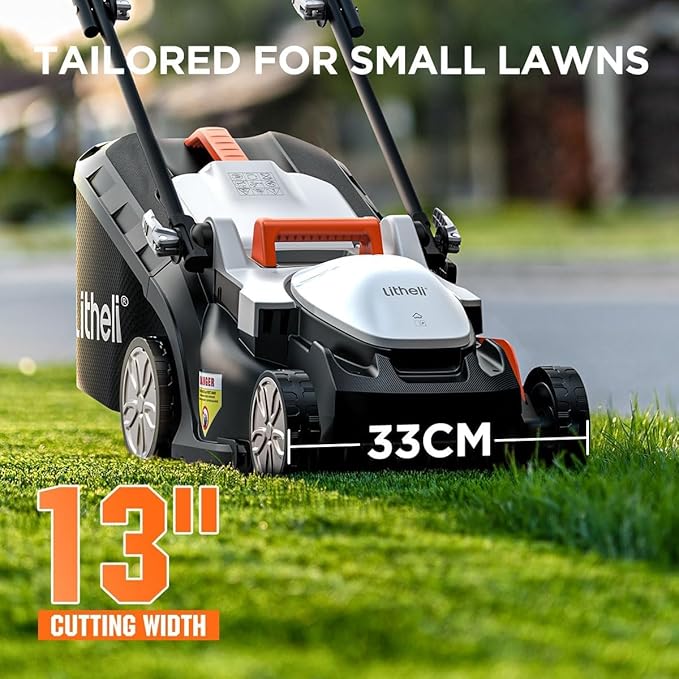Litheli Cordless Lawn Mower 13 Inch, U20 Handy+ 20V Electric Lawn Mowers for Garden, Yard and Farm, 5 Heights Adjustment, Light Weight, 4.0Ah Portable Battery Included