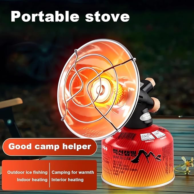 2026 New Mini Portable Outdoor Heater Little Tiny Portable Mini Small Propane Heater Outdoor Tent Butane Gas Heater for Camping Tents Heaters Propane Heating Cannon Ice Fishing with 2 Adapter (A)