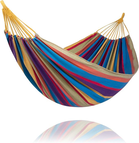 SUNCREAT Hammocks Outdoor Camping Double Hammock, Tree Hammocks for Outside, Rainbow