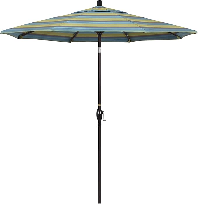 California Umbrella 7.5' Round Aluminum Market Umbrella, Crank Lift