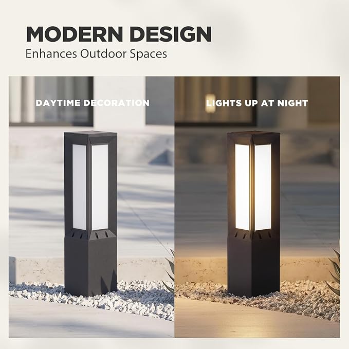 Solar Pathway Lights Outdoor, 23.6" Landscape Path Lights, IP65 Waterproof Bollard Light, Dusk to Dawn Solar Lamp Path Light, 3000K Commercial Pathway Lighting for Driveway Walkway Lawn Patio