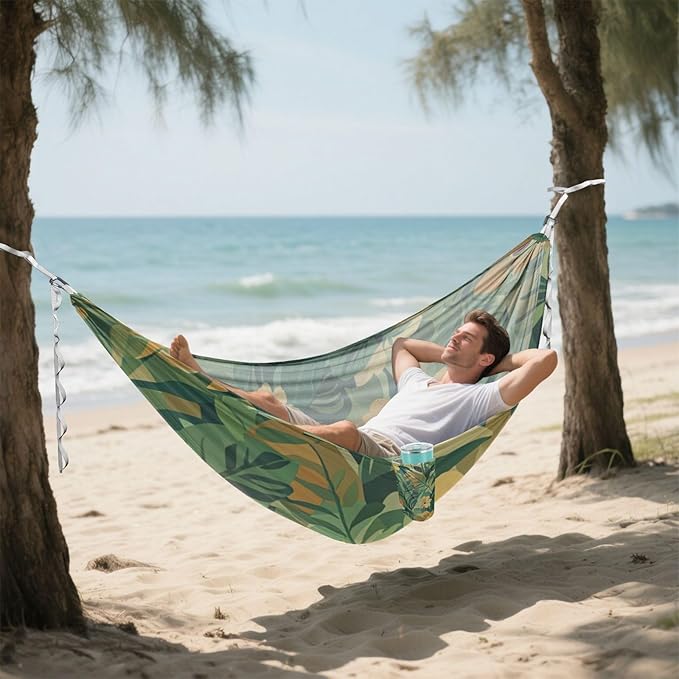 Green Summer Hawaiian Flowers 330lb Capacity Hammocks for Camping Cloth Hammock for Indoor Outdoor Patio hamaca para adultos