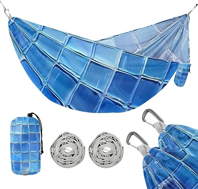 Blue Grid 330lb Capacity Hammocks Rope Hammock for Outside Beach Patio Garden hamaca con Base para adultos