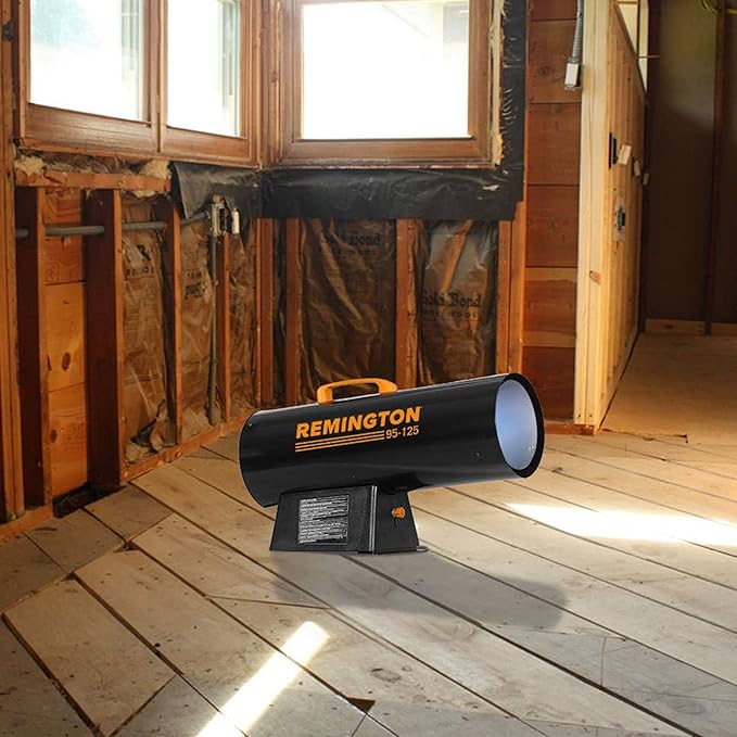 Remington 125,000 BTU LP Propane Forced Air Heater | For Warehouses, Construction Sites, and Workshops (REM-125V-GFA-O)