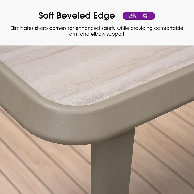 PURPLE LEAF Counter Height Table Patio Square Table Dining Coffee Kitchen Breakfast Bistro Outdoor Pub Bar Table for Garden Balcony, Champagne
