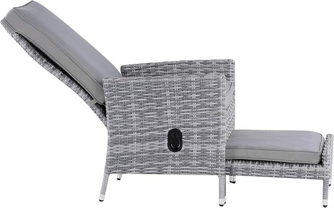 Elle Decor Vallauris Patio Outdoor Furniture Collection Premium All Weather Wicker, 5 Piece Reclining Set, Gray