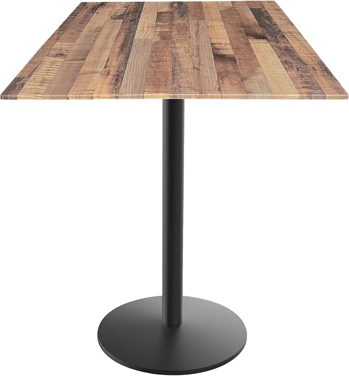 Holland Bar Stool Co. 36" Tall OD214 Indoor/Outdoor All-Season Black Wrinkle Table with 32" x 32" Square Rustic EuroSlim Top