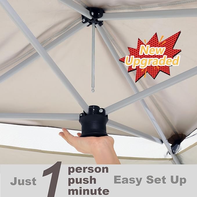COBIZI 12x12 Pop Up Gazebos On Clearance - Upgrade Easy Up Metal Outdoor Gazebo Waterproof - Portable Gazebo with Mosquito Nettings, 4 Ropes 8 Stakes and Carry Bag for Patio Garden(Light Gray)