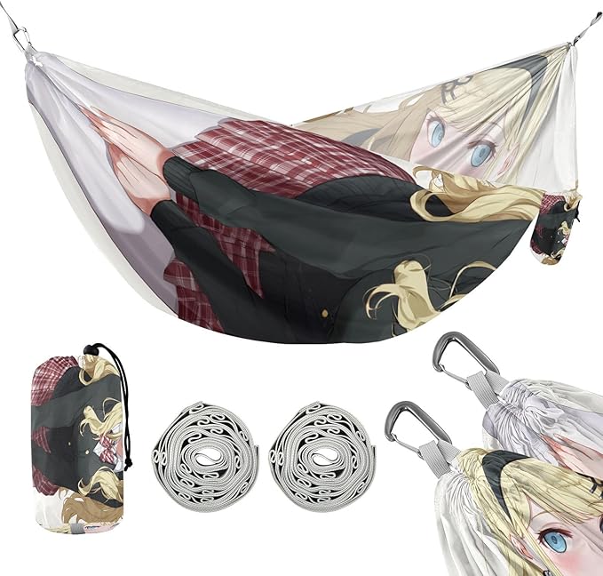 Anime School Girl Outdoor Hammock with Tree Straps Backyard Hammock for Outside Patio Backyard Poolside