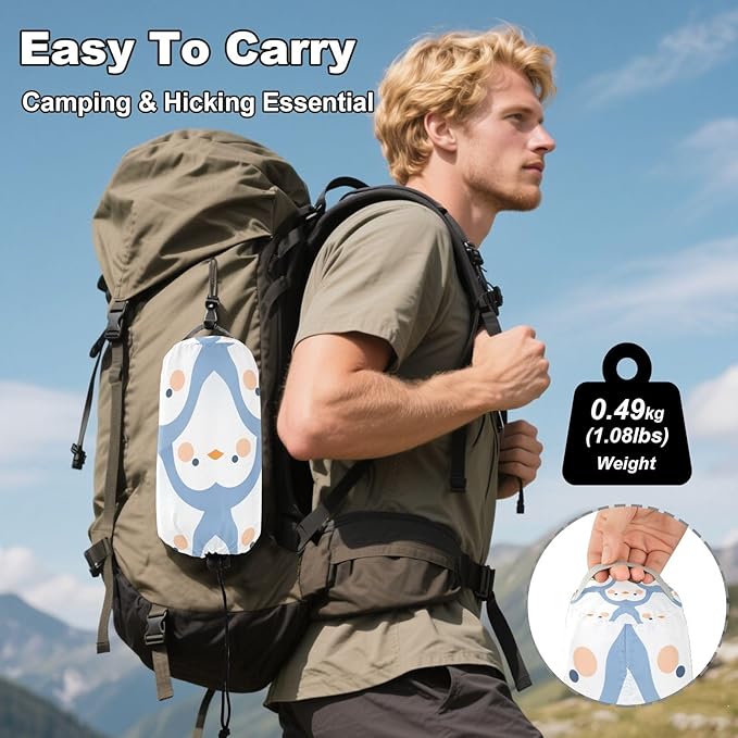 Delicate Cartoon Penguin Light Blue 330lb Capacity Outdoor Hammock with Hanging Rope Portable Hammock for Outside Camping Essentials hamaca con Base para adultos