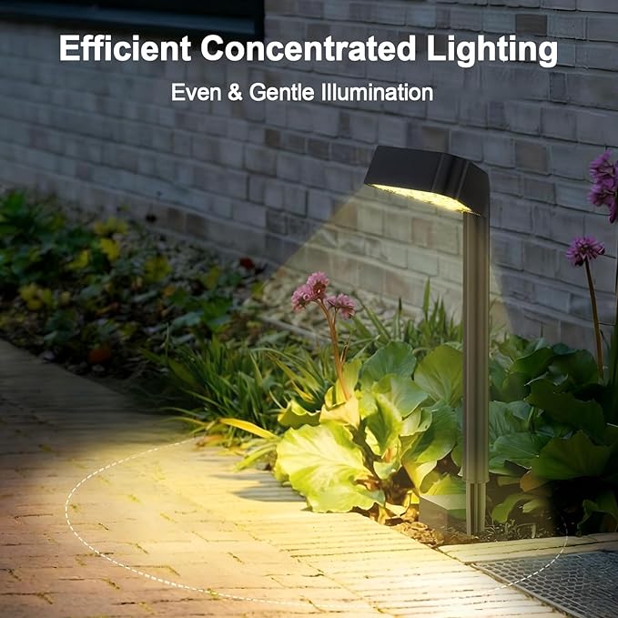 Solar Pathway Lights Outdoor, 8 Pack, 15 LED Brighter Solar Path Lights Waterproof with Upgraded Solar Panel, Up to 12Hrs Modern Landscape Lights for Backyard Garden Walkway Driveway Patio Lawn Decor