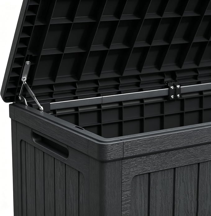260 Gallon Large Outdoor Storage Deck Box XXL Resin Waterproof Lockable Patio Storage 68"x32"x34" Black for Patio Furniture Garden Tools Sports and Pool Equipment