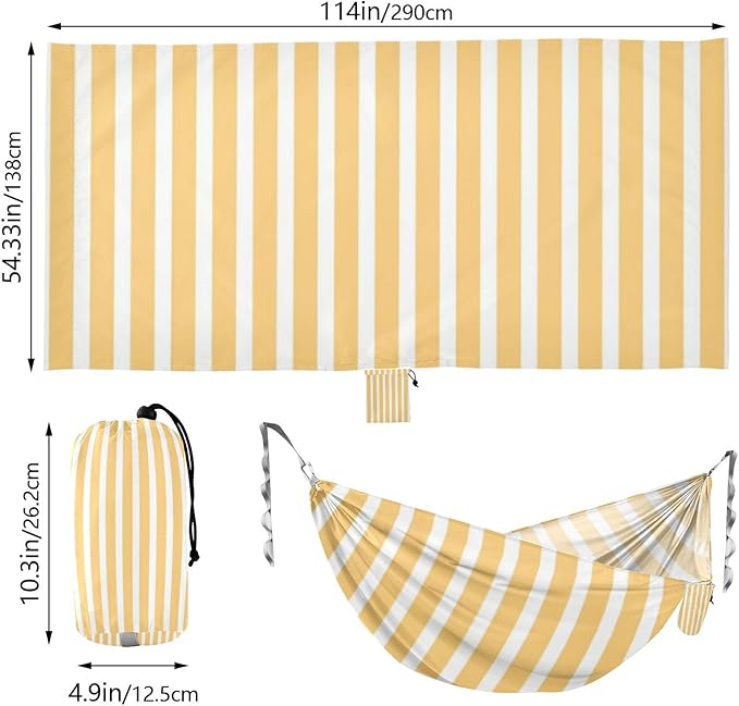 Orange and White Stripes 330lb Capacity Hammocks Tree Hammock for Outside Patio Backyard Poolside hamacas para adultos con soporte