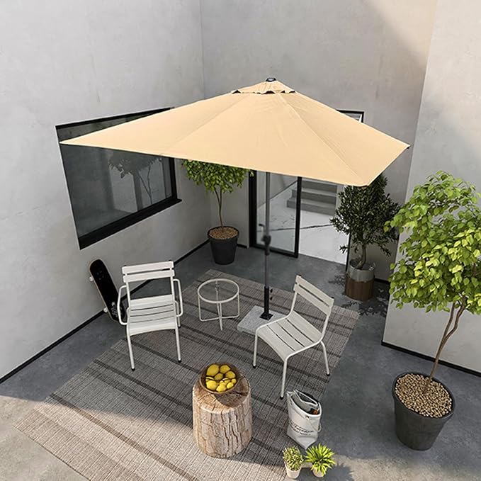 250cm against the wall Umbrella Half Rectangular Outdoor Patio Umbrella with Easy Crank Adjustable Height Without Base for gardens, balconies,patios,apartment terraces,cafes