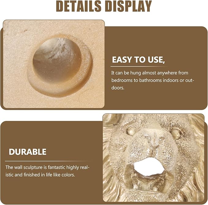 GANAZONO Outdoor Lion Head Fountain Nozzle Wall-Mounted Water Flow Device for Garden Patio Courtyard Pool Decoration 5.51X4.52X3.14 Inch