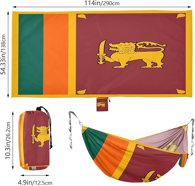 National Flag of Sri Lanka Hammocks with Portabl Carry Bag Backyard Hammock for Indoor Outdoor Patio