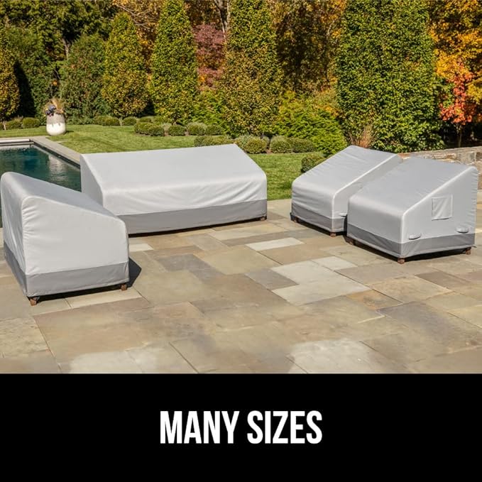 GORILLA GRIP Waterproof Large Outdoor Patio Sofa Cover, 3 Seater 90 Inch, Heavy Duty 600D Furniture Covers Sets for Winter, Keep Cushions Dry, Protects from Sun, Snow, Rain, Windproof, UV Coated