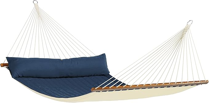 LA SIESTA Alabama Navy Blue - Quilted Spreader Bar Hammock Size King