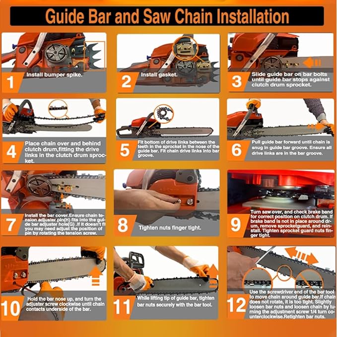 60CC 2-Cycle Gas Powered Chainsaw, 2.8KW Gasoline Chain Saw Cordless, 22Inch Gas Chainsaw Handheld for Wood Cutting and Garden Pruning