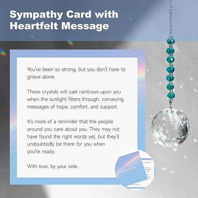 Light By Your Side Rainbow Maker, Sympathy Gifts for Loss of Loved One | Matching Gift Card, Gift Box & Bag | Memorial Gift | Crystal Ball Suncatcher | Bring Comfort, Hope & Love | Lake Green
