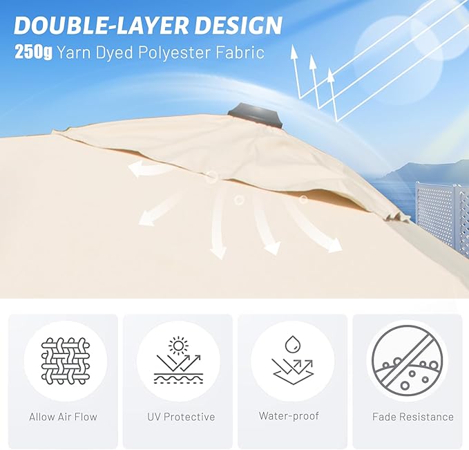 Domi 9' x 11.5' Cantilever Patio Umbrella, Rectangle Deluxe Offset Umbrella, Aluminum Hanging Umbrella with 360°Rotation, Outdoor Market Umbrella for Outside Deck Backyard Garden Pool, Beige