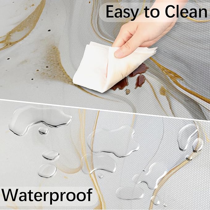 Fitted Round Tablecloth with Umbrella Hole and Zipper Marble Liquid Texture Outdoor Elastic Table Cloth 36"-44" Oil-Proof Waterproof White Gold Marble Patio Table Cover for Party Outdoor