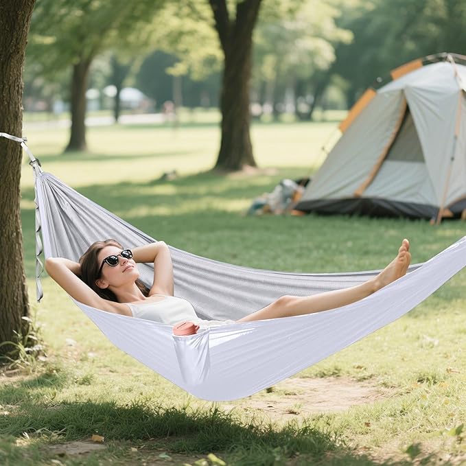 Lavender Solid Color Pure Plain 330lb Capacity Outdoor Hammock with Portabl Carry Bag Tree Hammock for Camping Travel Accessories Base para poner hamaca